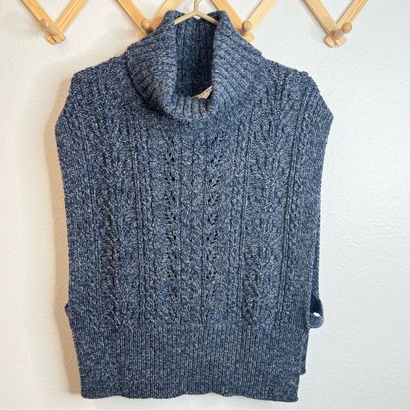 Veronica Beard Collina Turtleneck Sweater Vest Marled Blue - Picture 4 of 8